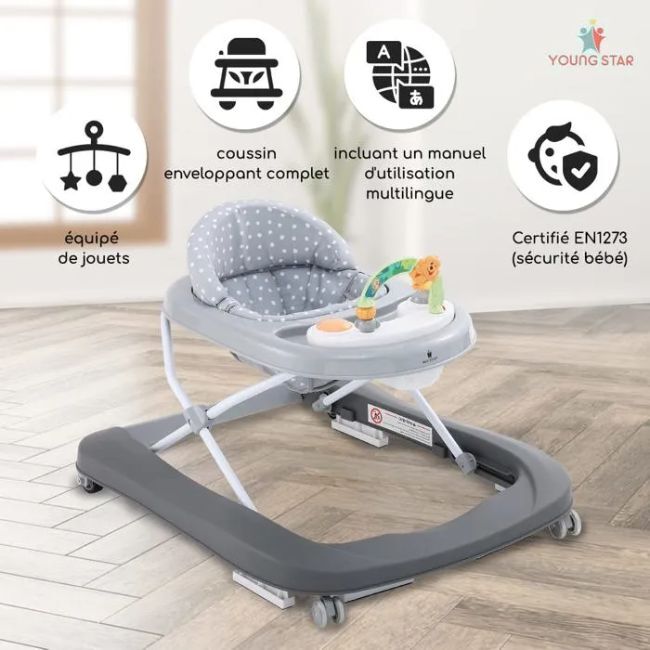 Livrenpoche : Trotteur 3 en 1, YOUNGSTAR petit bolide, 3 modes de jeux évolutifs, noir - - Divers