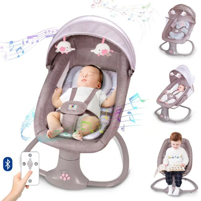 Balancelle Bébé Électrique 3 en 1 avec Télécommande ? Rose - - Divers