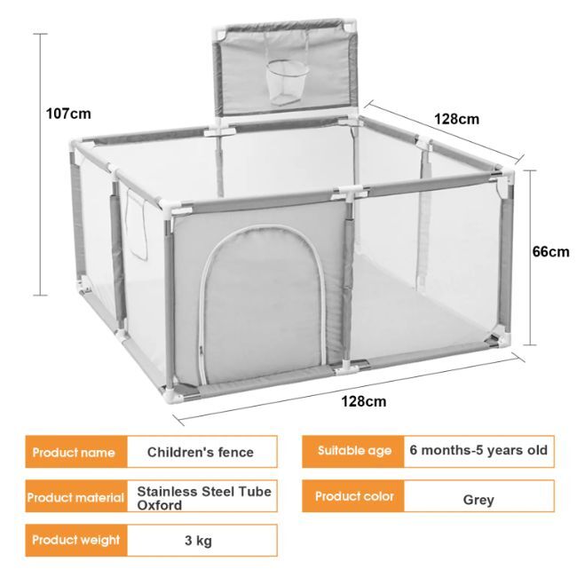 Livrenpoche : Parc Bébé avec Panier De Basket Pliable et Lavable - 128x128x66cm - - Divers