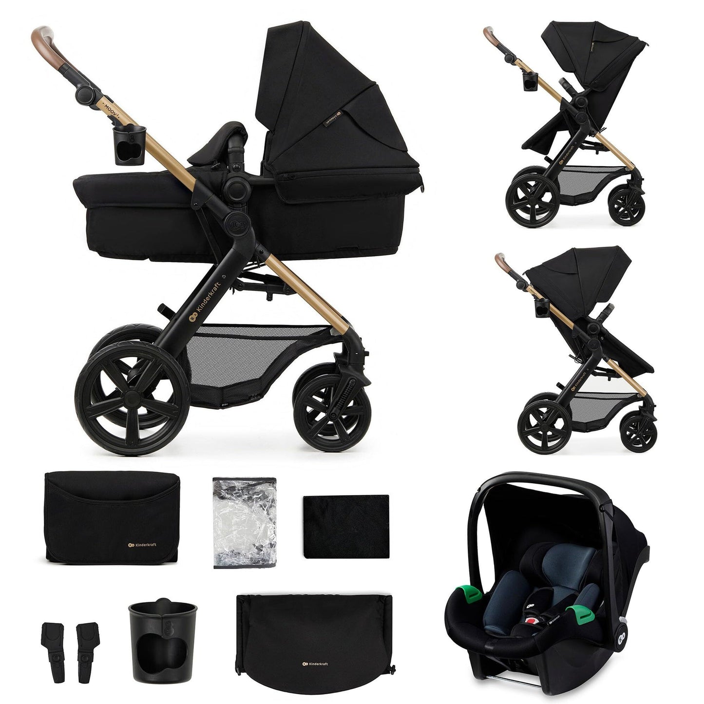 Livrenpoche : Poussette 3 En 1 Kinderkraft Moov2 De La Naissance À 27 Kg, Siège Auto Mink Pro I - Size inclus - - Divers