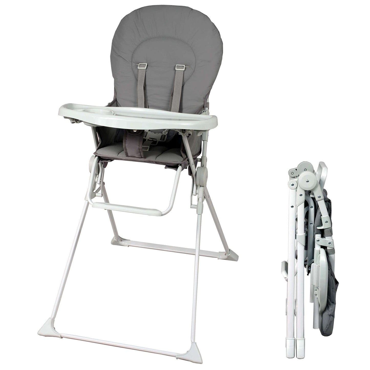 Livrenpoche : chaise haute bébé pliable fixe Bambisol | ultra compacte et légère, tablette amovible réglable | grise - - Divers
