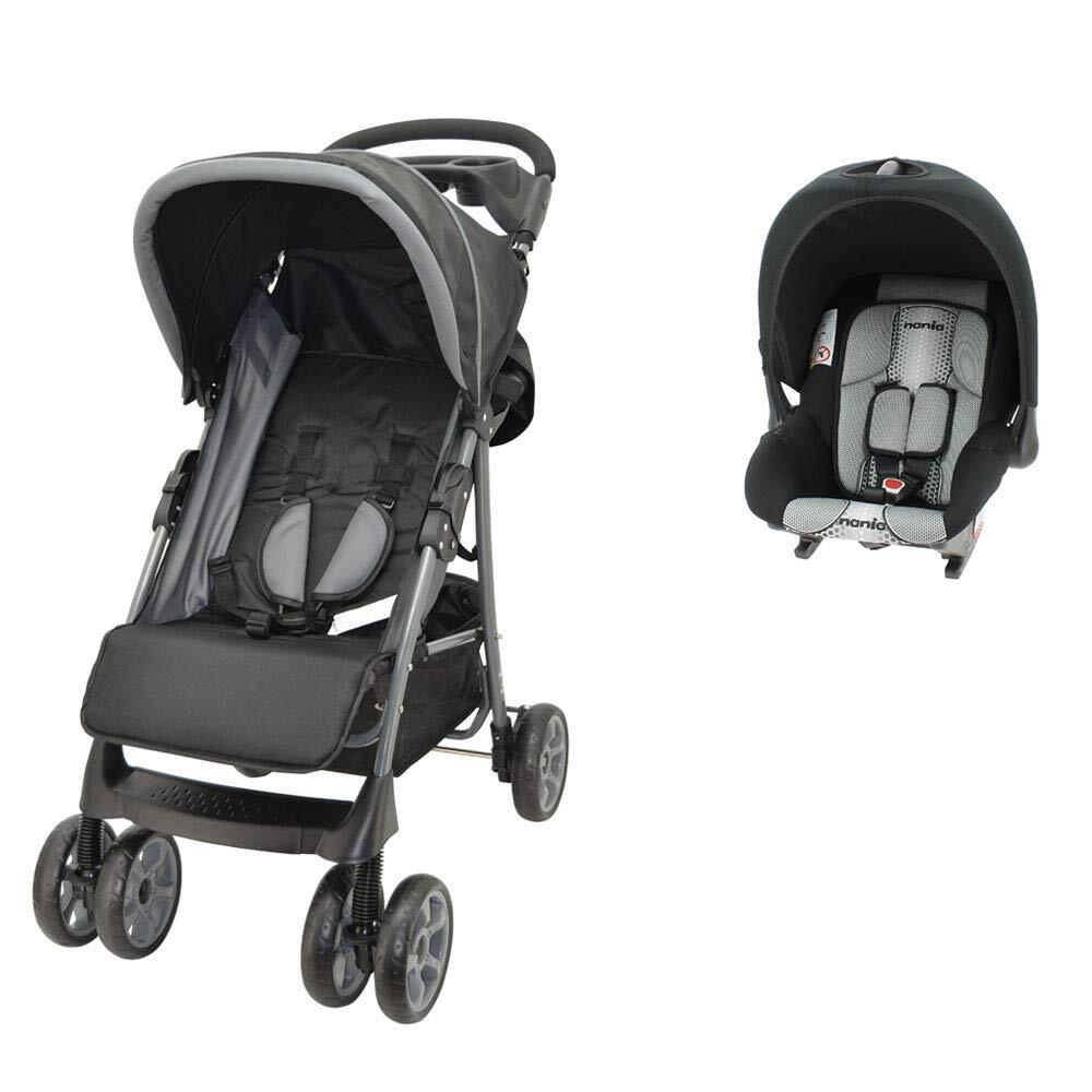 Poussette Combinée Champion + Siège Auto Babyride Groupe 0+ Nania pop black - - Divers