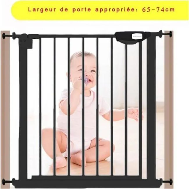 Barrière de Sécurité Extensible Enfant (Largeur de Porte 65-74 cm) Noir - - Divers