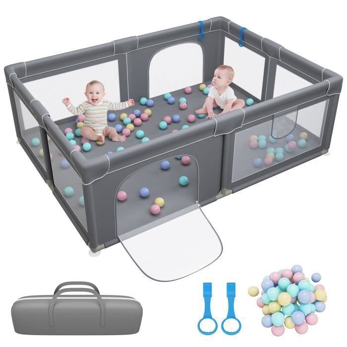 Parc Bébé rectangulaire avec 50 boules - 200 x 150 x 68 cm - Gris foncé - - Divers