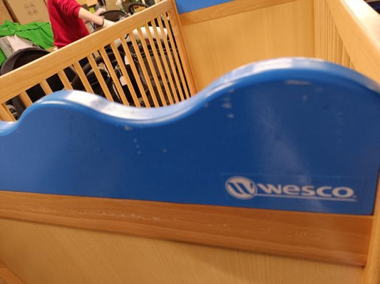 Lit De Crèche À Barreaux Vague Bleu- Wesco + matelas 120x60cm - - Divers
