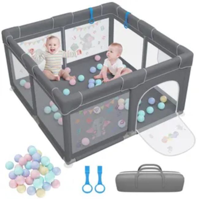 Parc Bébé pour enfants avec 30 boule - Parc De Jeux Lavable Pliable - 127 x 127 x 68cm Gris foncé - - Divers