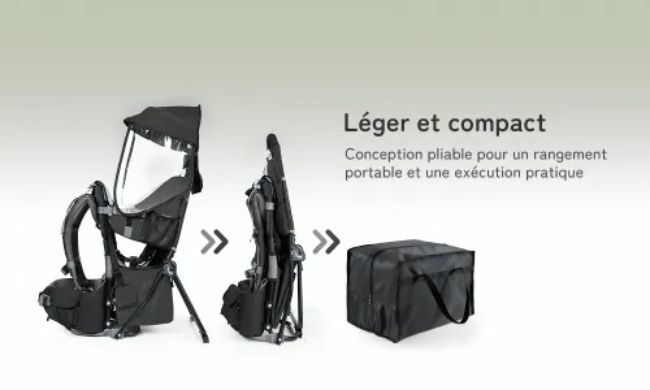 Livrenpoche : Porte Bébé Randonnée Ergonomique Support Dorsal Noir BERSEY -  - Divers