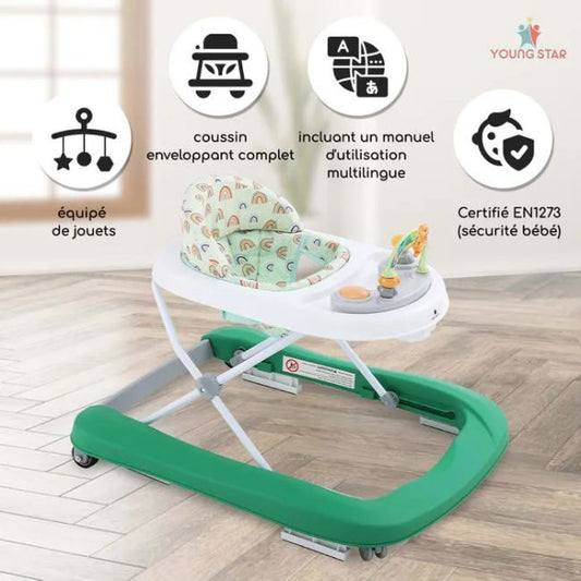 Livrenpoche : Trotteur 3 en 1 YOUNGSTAR 3 modes de jeux évolutifs, Vert -  - Divers