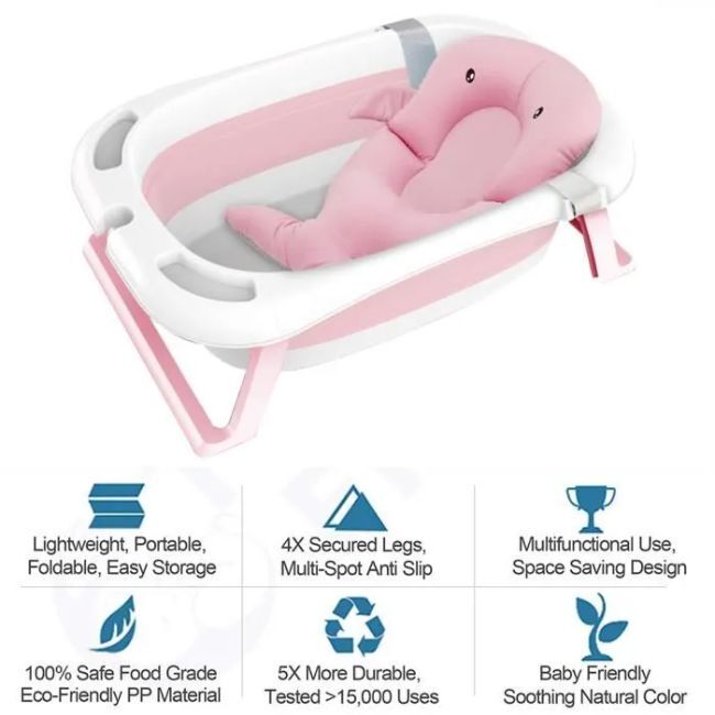 Livrenpoche : Baignoire pliante bébé évolutive avec thermomètre et coussin de bain -  - Divers