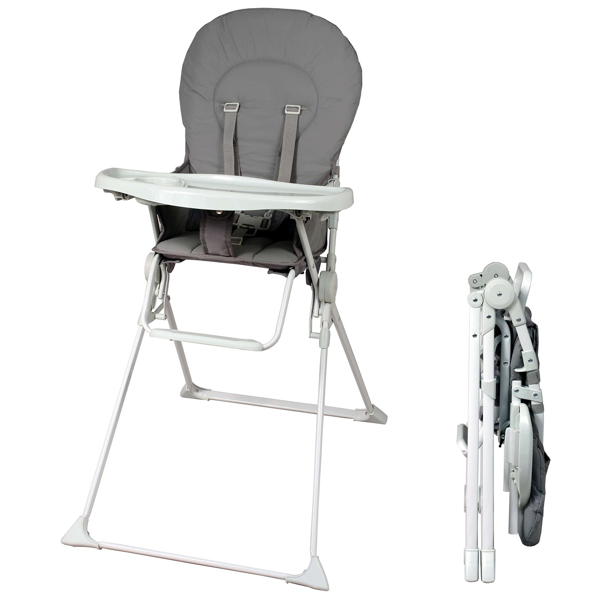 Livrenpoche : chaise haute bébé pliable fixe Bambisol | ultra compacte et légère, tablette amovible réglable | grise -  - Divers