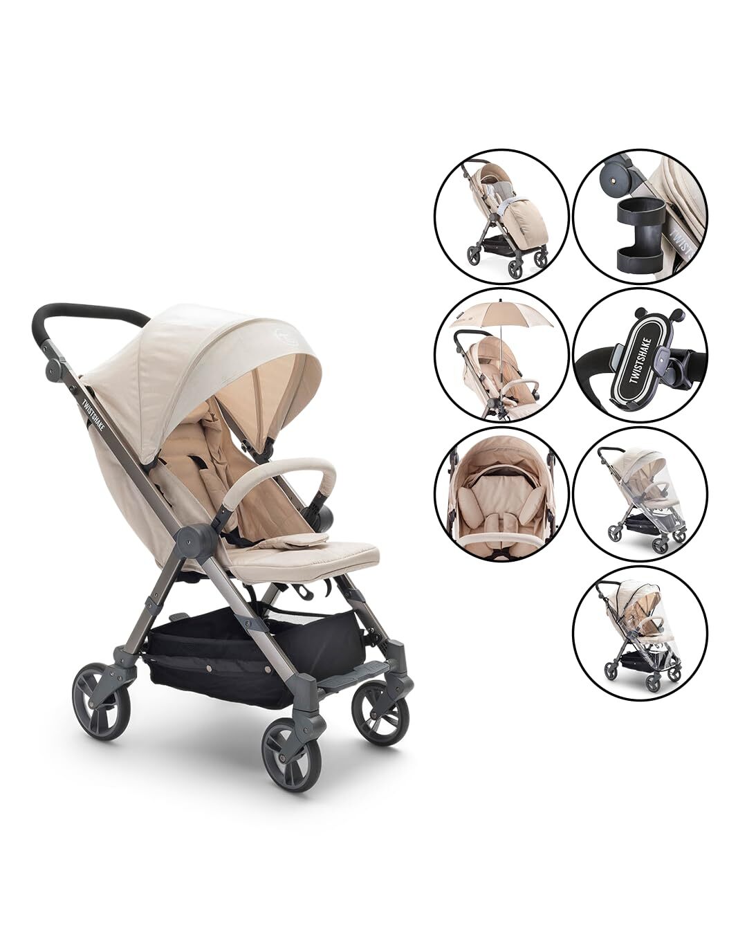Twistshake 7 En 1 Poussette Pliante Pour Bébé beige+ 7 accessoires -  - Divers