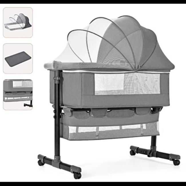 Lit Bébé berceau Cododo pour Bébé 0-36 mois, Hauteur réglable Gris -  - Divers