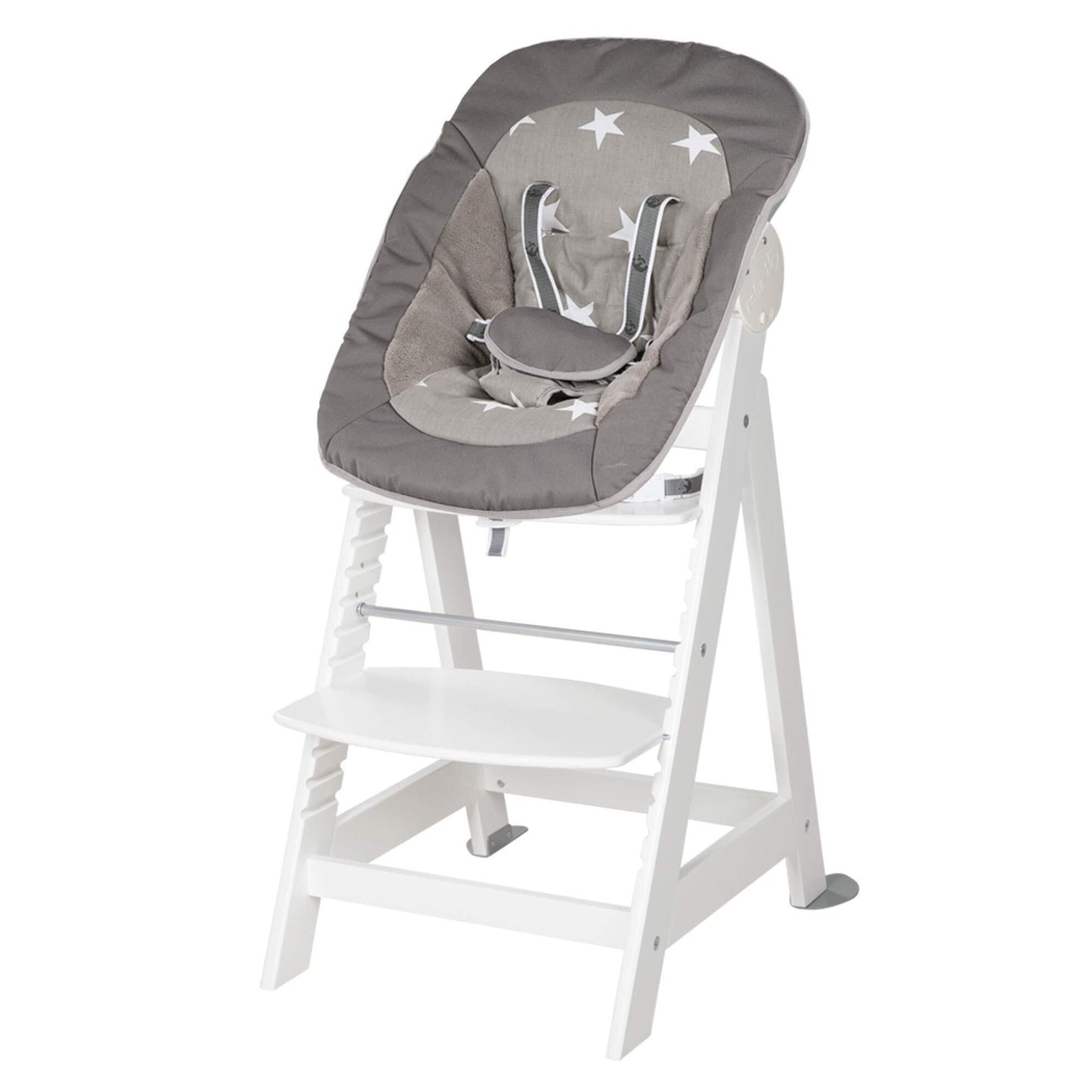 ROBA Chaise Haute Évolutive Born Up + Transat Little Stars - Blanc/gris -  - Divers