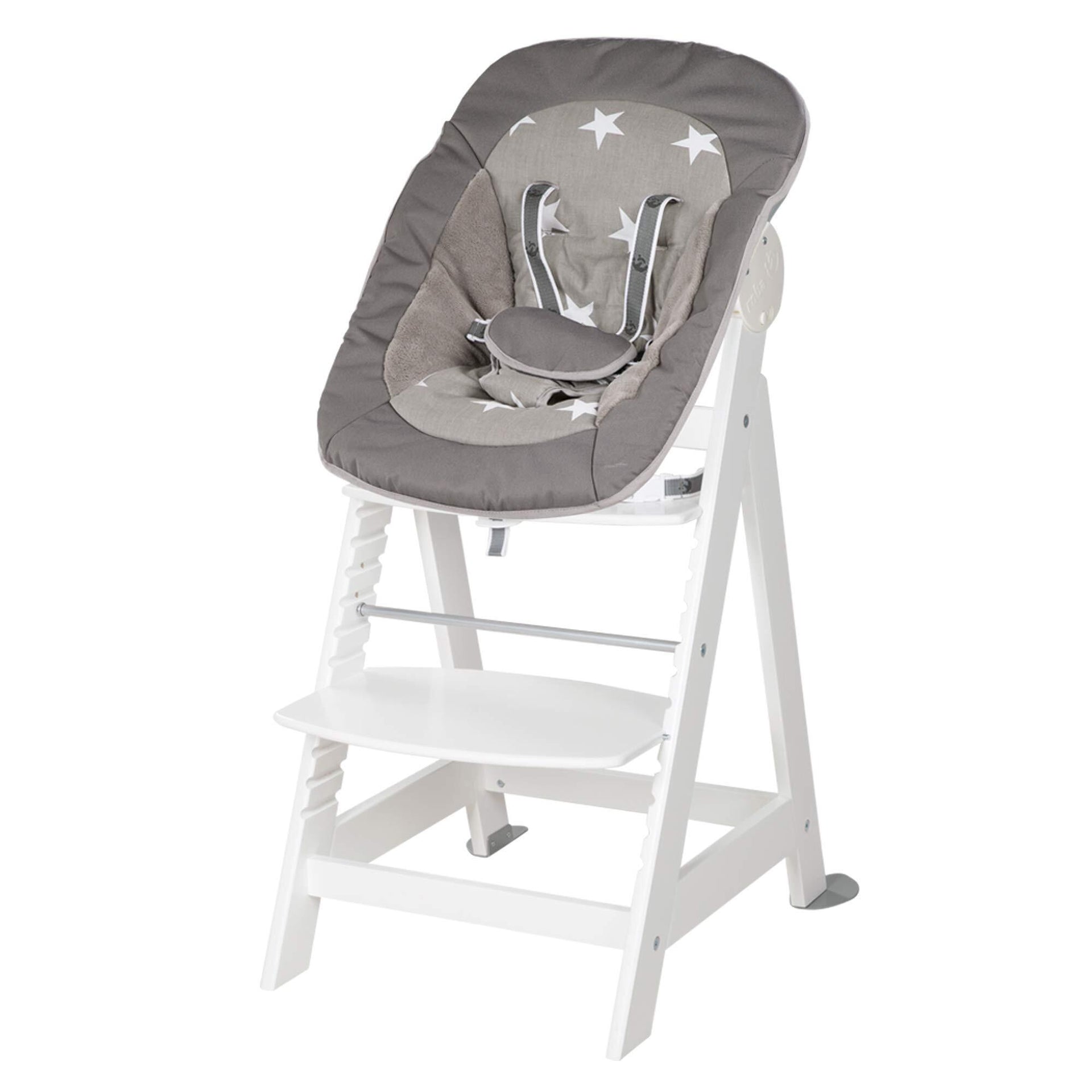 ROBA Chaise Haute Évolutive Born Up + Transat Little Stars - Blanc/gris -  - Divers