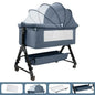 Lit Bébé Berceau Cododo pour Bébé 0-36 Mois, Hauteur Réglable Gris-Bleu -  - Divers