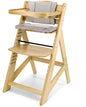 Chaise haute Moby-System bébé évolutive en bois - Réglable 12 niveaux, harnais à 3 points, 2 coussins et plateau -  - Divers