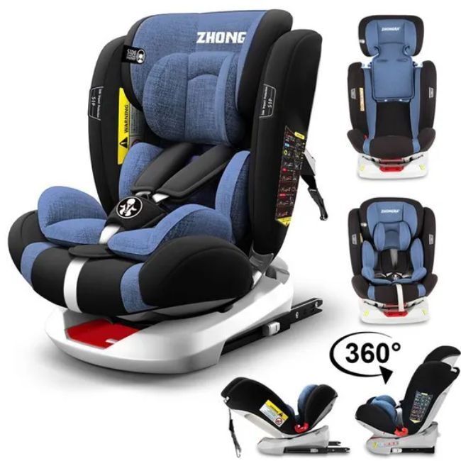 Siège Auto Pivotant 360° ISOFIX LATCH 40-150 cm, 0 à 12 ans, I-SIZE - Groupe 0+/1/2/3 Bleu -  - Divers