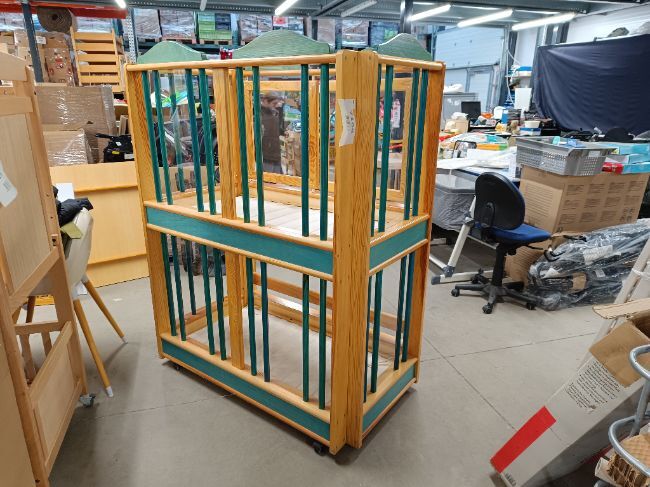 Lit double en bois 120 x 60 vert -  - Divers