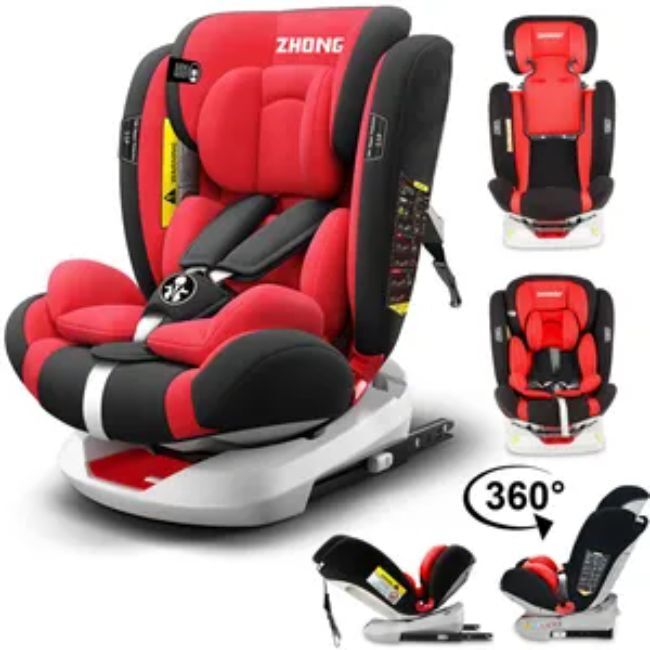 KITYTETY Siège Auto Pivotant 360° ISOFIX LATCH - 40-150 cm de 0 à 12 ans - Groupe 0+/1/2/3 (0-36kg) - Têtière réglable, Inclinable - Rouge -  - Divers